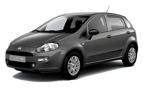 Compact gray Fiat Punto car on white background